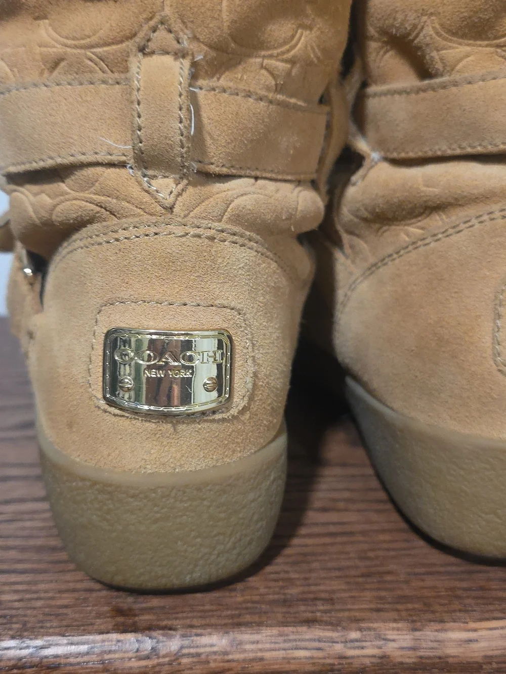 Coach Thelma Tan Embossed Signatue C Pullon Boots Womens 8 - Picture 6 of 10